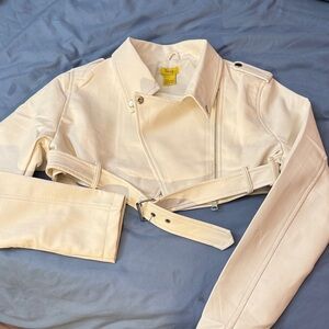 Bershka Cream Leather Jacket